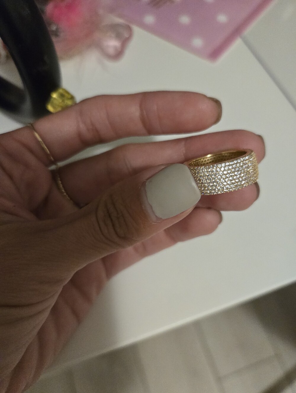 So Pretty Cara Cotter | Gold- Plated Pavé Diamond Wide Band Ring